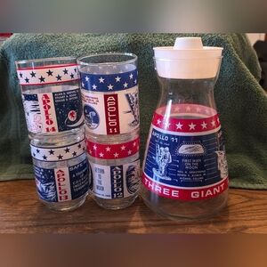 Apollo Themed Glassware Set. 11, 12, 13, 14 and The Apollo 11 Juice Caraff.